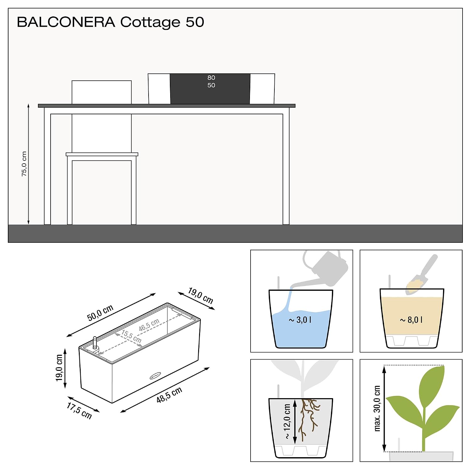 BALCONERA Cottage 50 Mocha, sa – Self-Watering Planter recenzja i cena